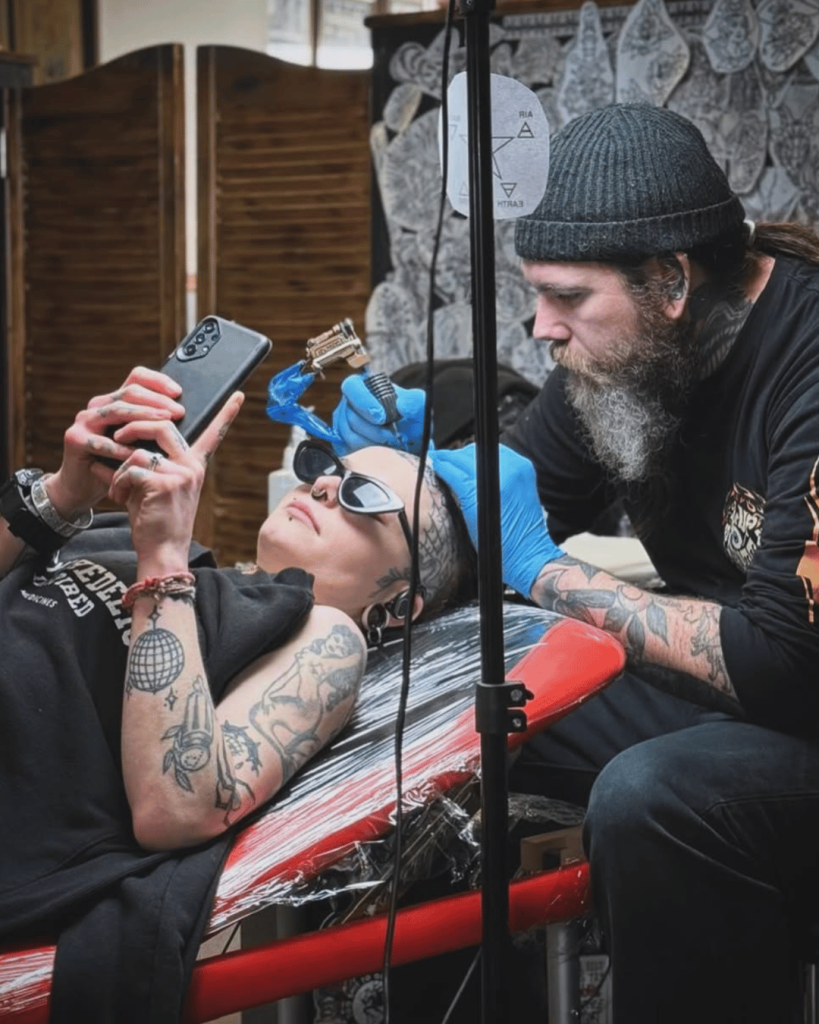 Argo, tattoo artist at Tough Love Tattoo Parlour in Abergavenny